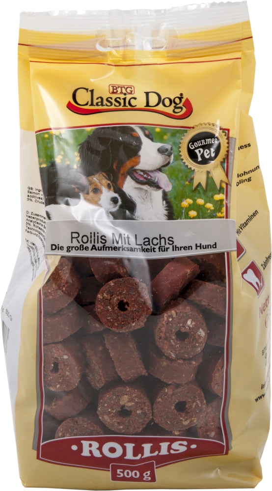 Classic Dog Snack Rollis mit Lachs 500g