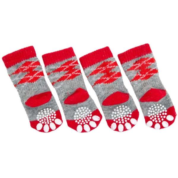 Karlie Doggy Socks Hundesocken 4er Set - Rot/Grau - M