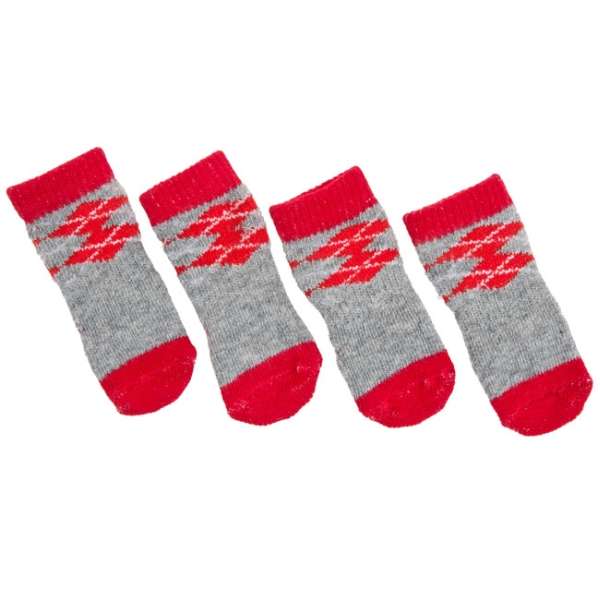 Karlie Doggy Socks Hundesocken 4er Set - Rot/Grau - M