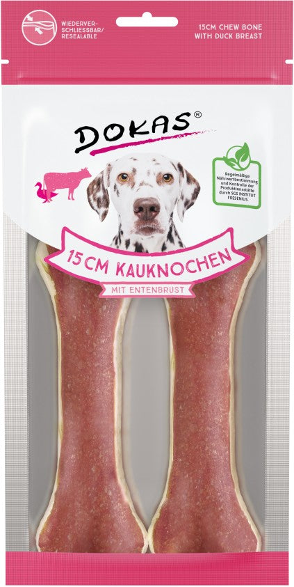 Dokas Dog Kauknochen mit Ente - 15cm - 2 Stück