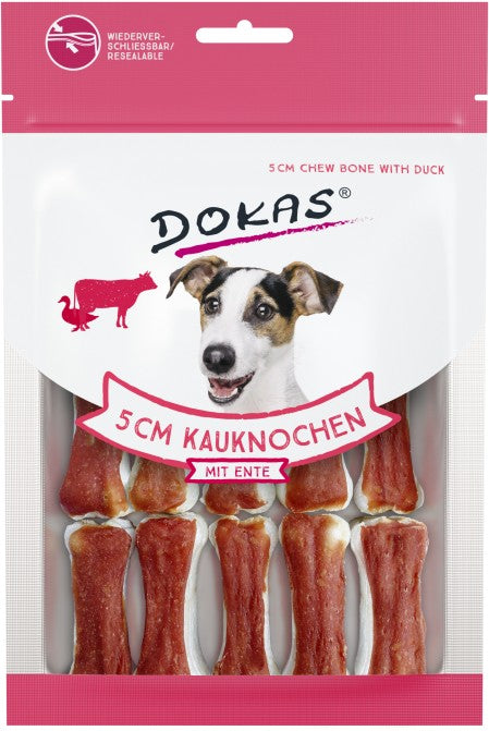 Dokas Dog Kauknochen mit Ente - 5cm - 12 Stück