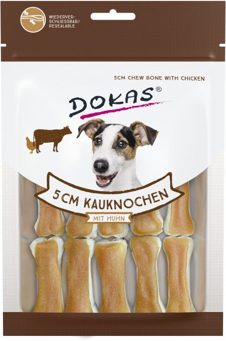 Dokas Dog Kauknochen mit Huhn - 5cm - 12 Stück