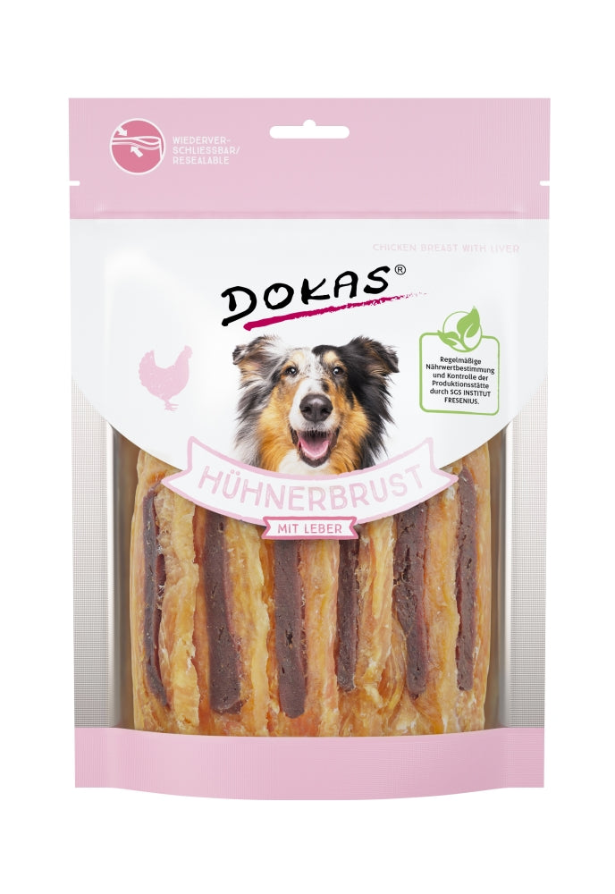 Dokas Hundesnack Hühnerbrust mit Leber 220g