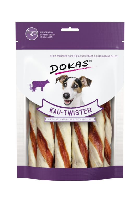 Dokas Kau Twister Rinderhaut, Entenherz & Entenbrust 200 g