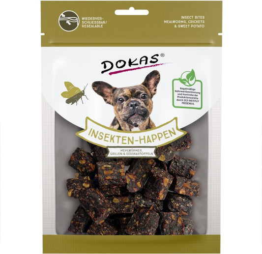 Dokas Dog Snack Insekten-Happen Mehlwürmer, Grillen, Süßkartoffel 100 g