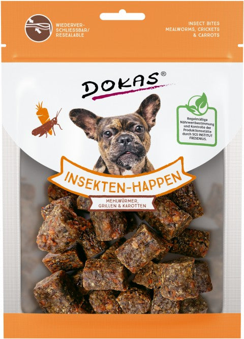 Dokas Dog Snack Insekten-Happen Mehlwürmer, Grillen, Karotte 100 g