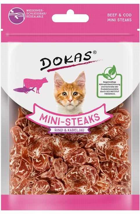 Dokas Cat Snack Ministeak Rind & Kabeljau 25g