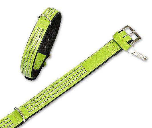 Karlie VINTAGE Strass Halsband 3-reihig - Kiwi - 30 mm, 55 cm