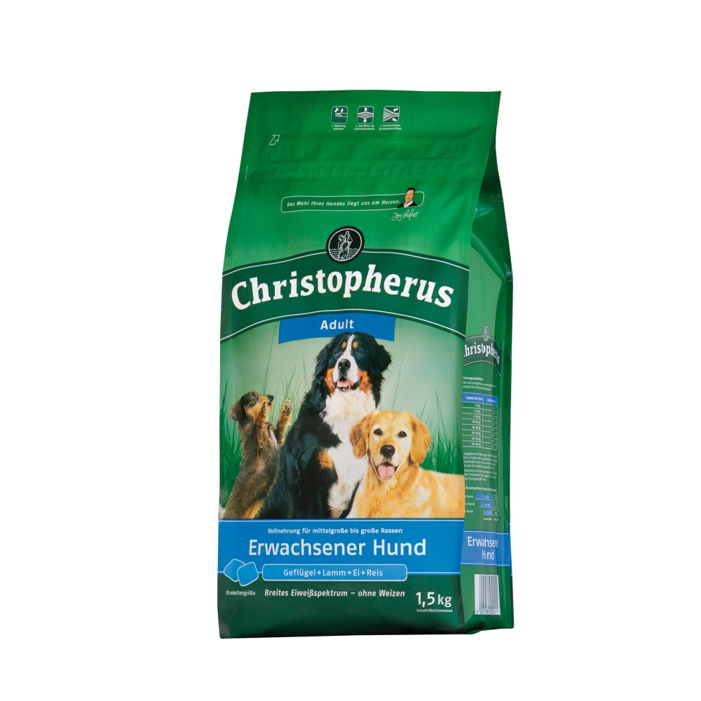 Christopherus Erwachsener Hund Geflügel,Lamm, Ei & Reis - 1,5 kg