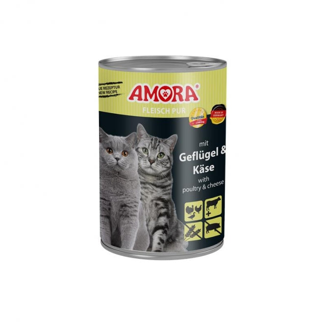 Amora Cat Fleisch Pur mit Geflügel & Käse - 400g