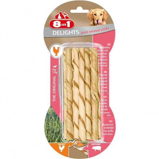 8in1 Delights Pork Twisted Sticks 10 Stück