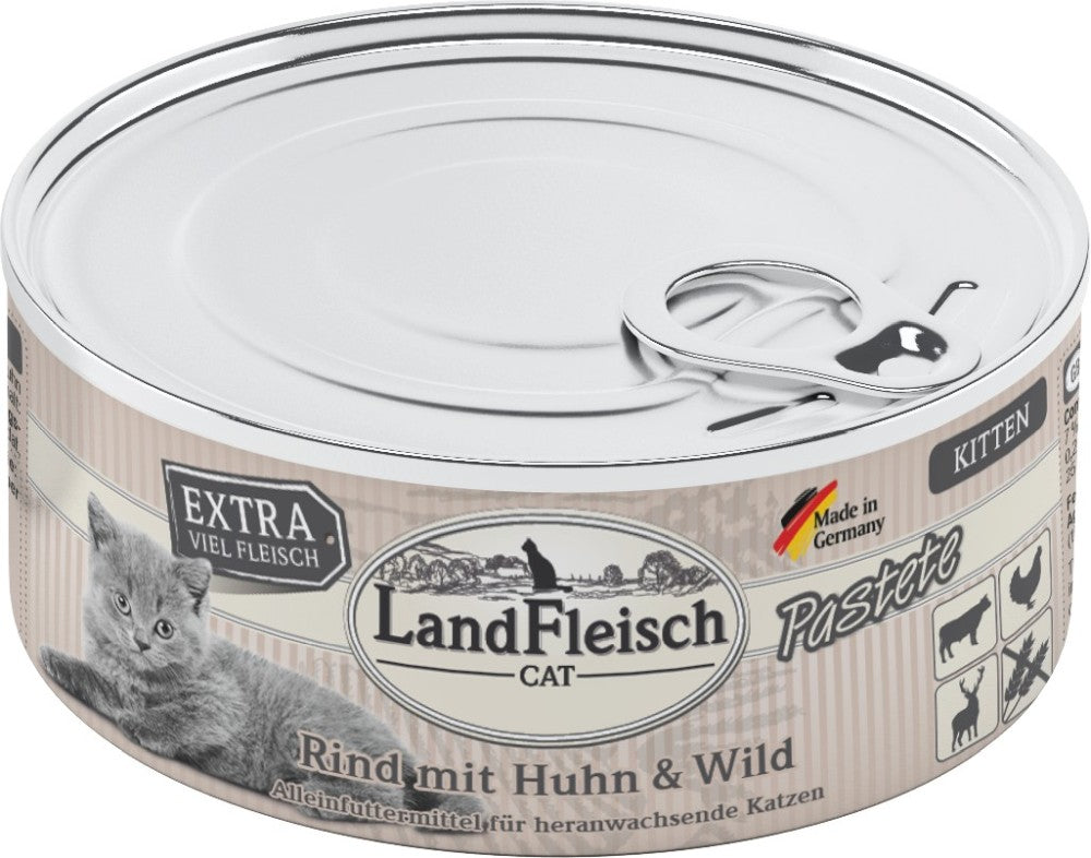 Landfleisch Cat Kitten Pastete Rind, Huhn & Wild - 100 g