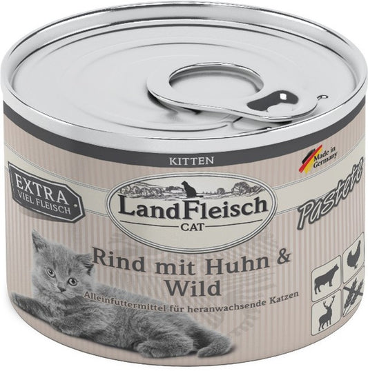 Landfleisch Cat Kitten Pastete Rind, Huhn & Wild - 195 g