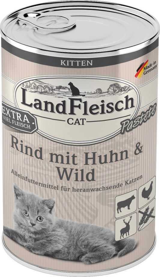 Landfleisch Cat Kitten Pastete Rind, Huhn & Wild - 400 g