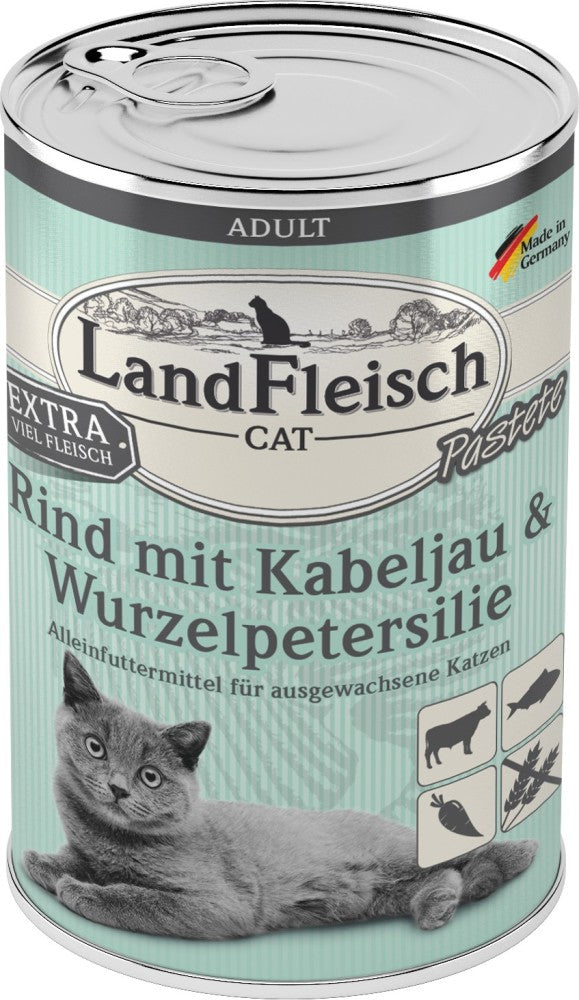 Landfleisch Cat Adult Pastete Rind, Kabeljau, Wurzelpetersilie - 400 g