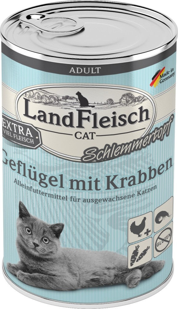 Landfleisch Cat Adult Schlemmertopf mit Geflügel & Krabben 400 g