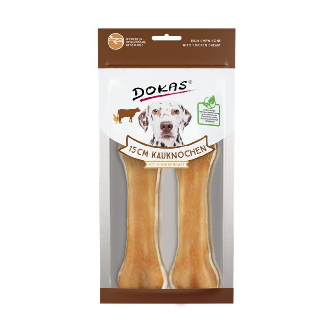 Dokas Dog Kauknochen mit Huhn - 15cm - 2 Stück