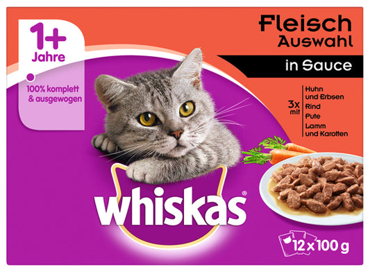 Whiskas MP Herzhaftes Ragout in Sauce - 12 x 100 g Multipack